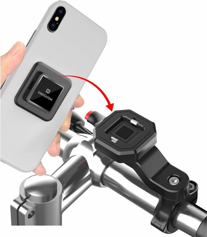 Swissten Easy Lock - Telefoonhouder voor Fiets, Scooter & Motor - Zwart