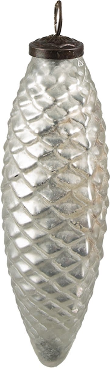 Clayre & Eef Kerstbal Overig Ø 6 cm Zilverkleurig Glas Kerstballen