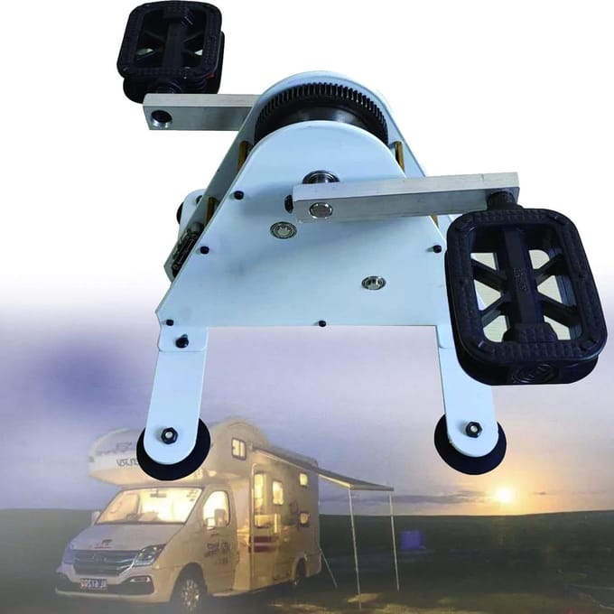 Pedaalgenerator Power Box - Voet aangedreven stroom - Off-grid stroombron - Dubbele USB-uitgang - 50 Watt - Metaal