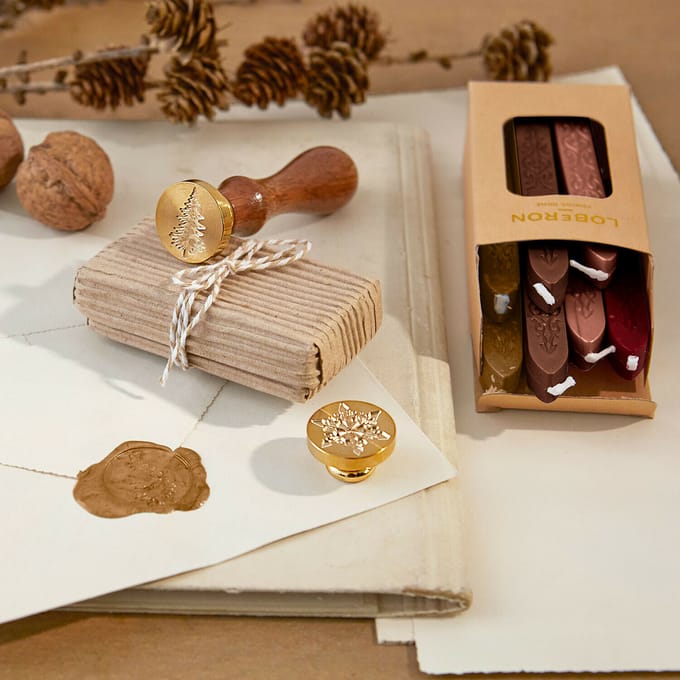 LOBERON Wasstempel en zegelwas Movique bruin/rood/goud