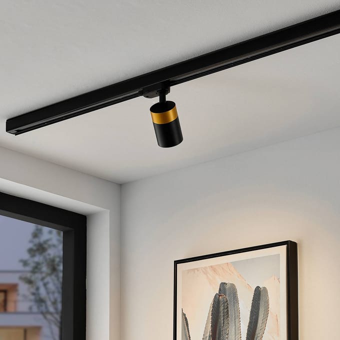 Arcchio - railverlichting - 1licht - aluminium - H: 14.3 cm - GU10 - zwart, goud
