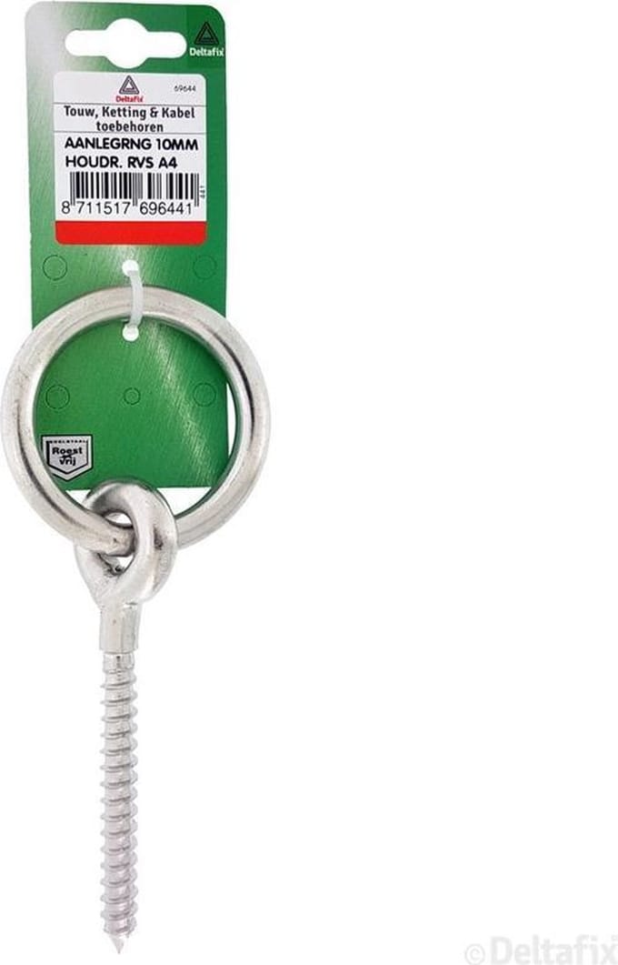 Aanlegring 10mm Houtdraad RVS