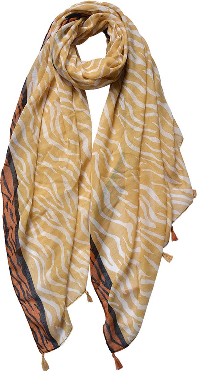 Juleeze Sjaal Dames Print 90x180 cm Geel Oranje Synthetisch