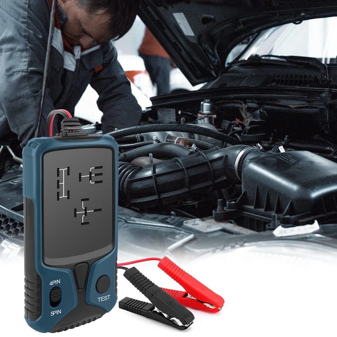Auto relaistester, 12V accutester, universele auto relais diagnosetool spanningsdetector zwart