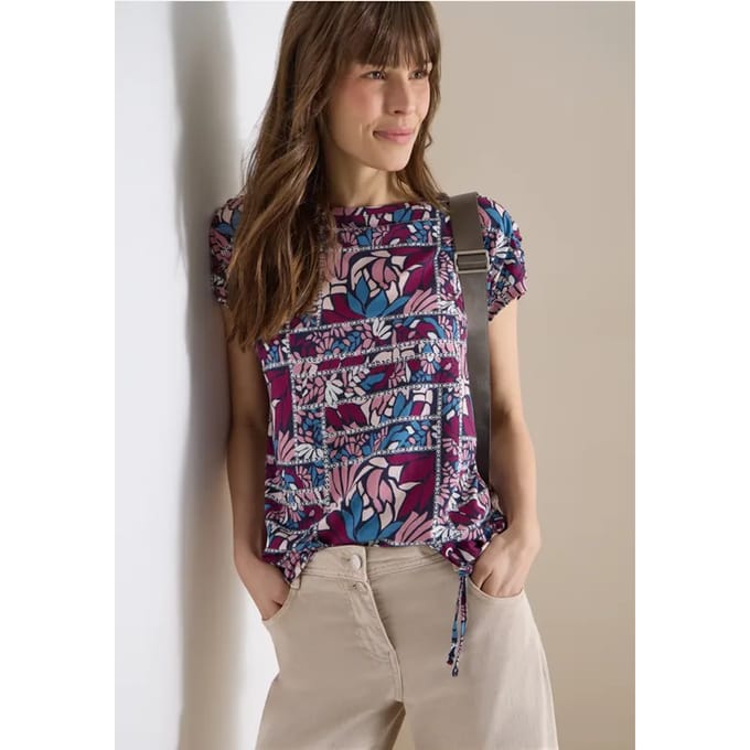 Shirt met korte mouwen en patchworkprint