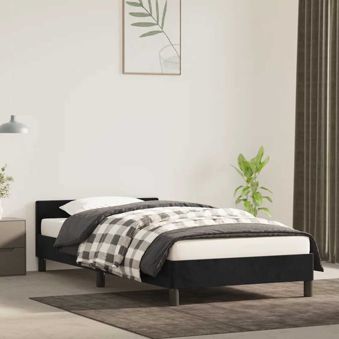 vidaXL - Bedframe - zonder - matras - 100x200 - cm - fluweel - zwart