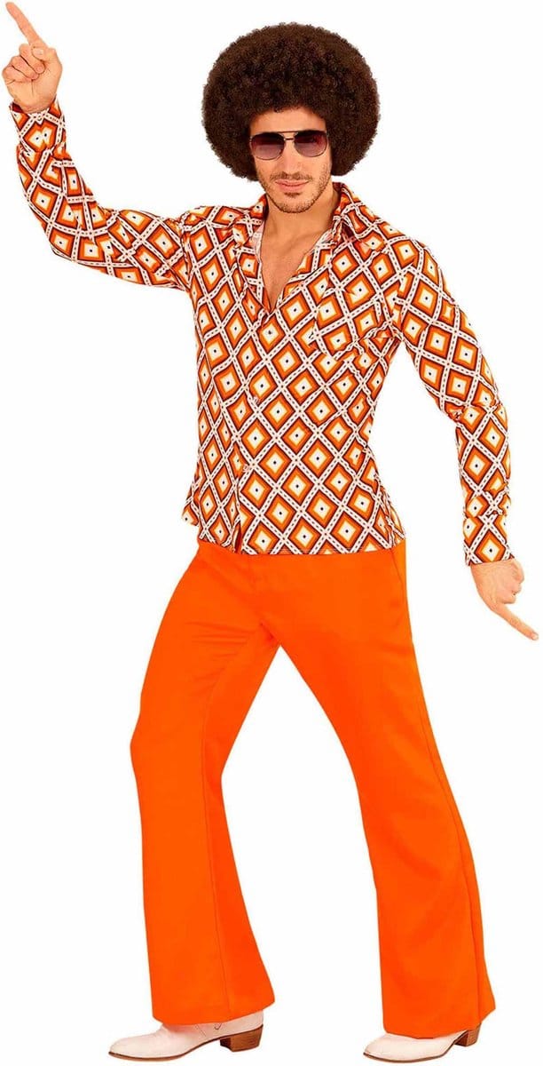 Jaren 70 disco hemd Groovy geruit