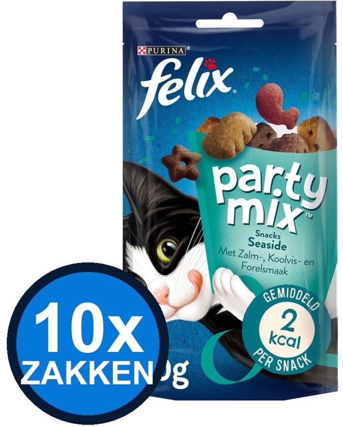 10x Felix - Partymix Seaside Mix - Kattenvoer Snacks - 60 g