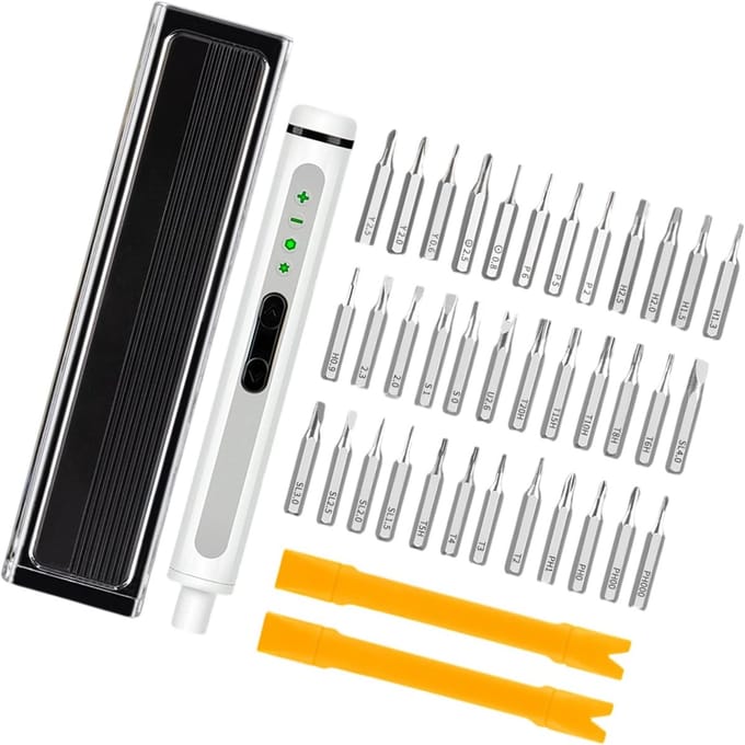 Schroevendraaierset - Precisie Tool - Elektronica Reparatie - Ergonomische Handgreep - 44 Bits - Grijs