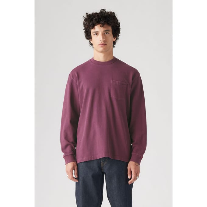 Levi's Ls Authentic Pkt Tee Garment Dye Fig Taglia: XS | Maglie a manica lunga Outlet | Uomo