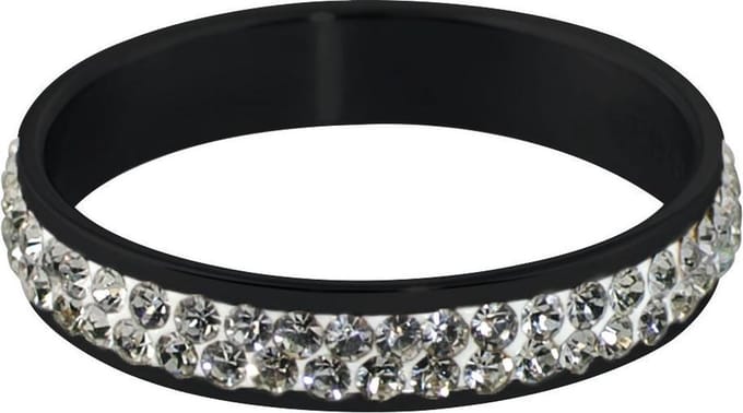 Quiges Stapelring Dames - Vulring Wit Zirkonia - RVS Zwart - Maat 20 - Hoogte 4mm