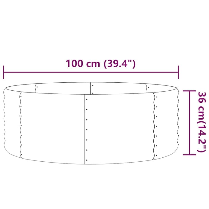 vidaXL - Plantenbak - 100x100x36 - cm - gegalvaniseerd - staal - grijs