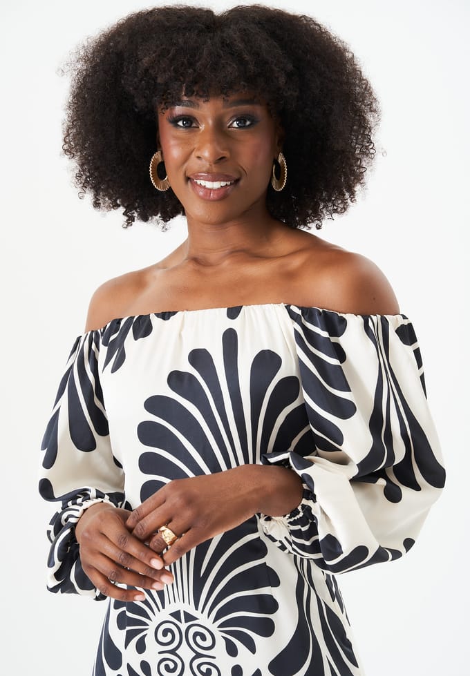 Bardot Mono Print Maxi-jurk