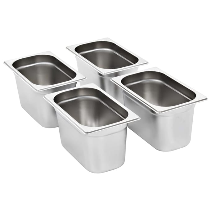 vidaXL - Gastronormbakken - 4 - st - GN - 1/4 - 150 - mm - roestvrij - staal