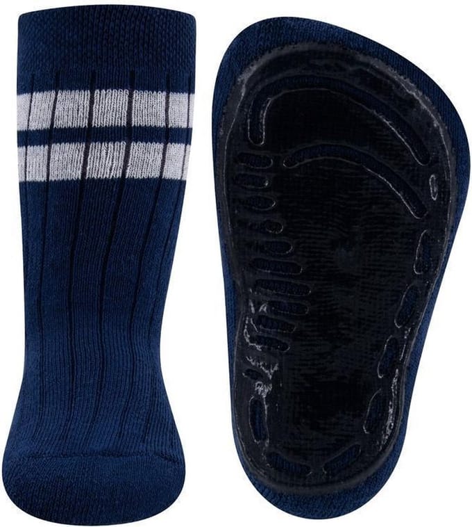 Antislipsokken ribstof Blauw met witte streep - 39/42
