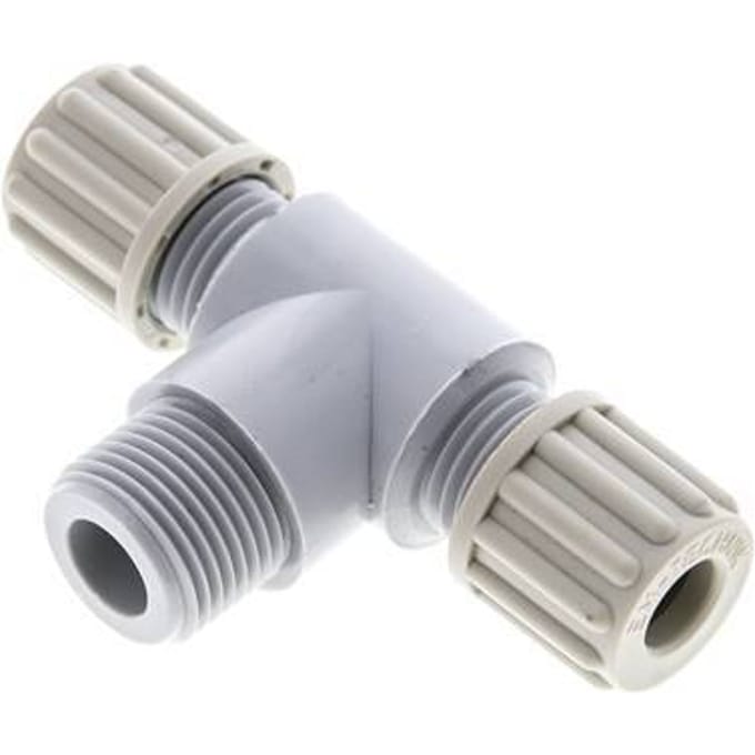 8x6mm En G3/8'' PA T-Vormige Knelfitting Met Buitendraad 10 Bar