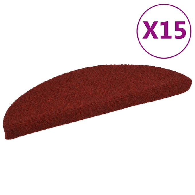 vidaXL - Trapmatten - Zelfklevend - 15 - stuks - 56x17x3 - cm - Bordeaux - Rood - Halfrond