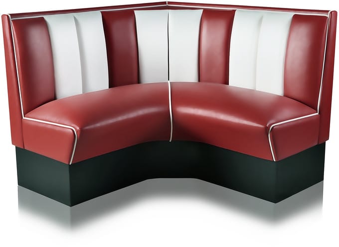 Bel Air Dinerbank Quarter Circle Booth HW-120-120 Ruby