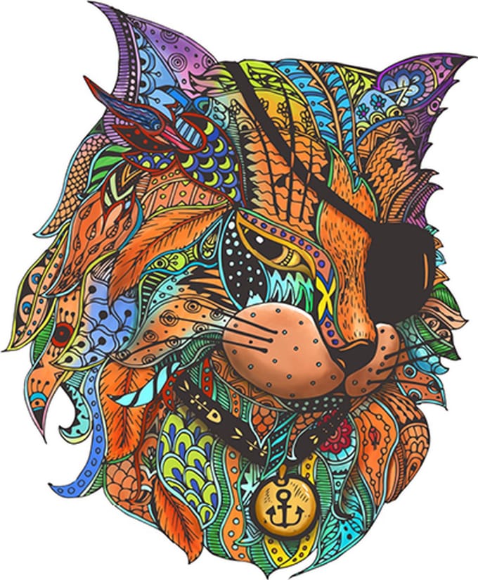 Eureka houten puzzel - piratenkat - kleurrijk 2D speelgoedpuzzel 116 stukjes.