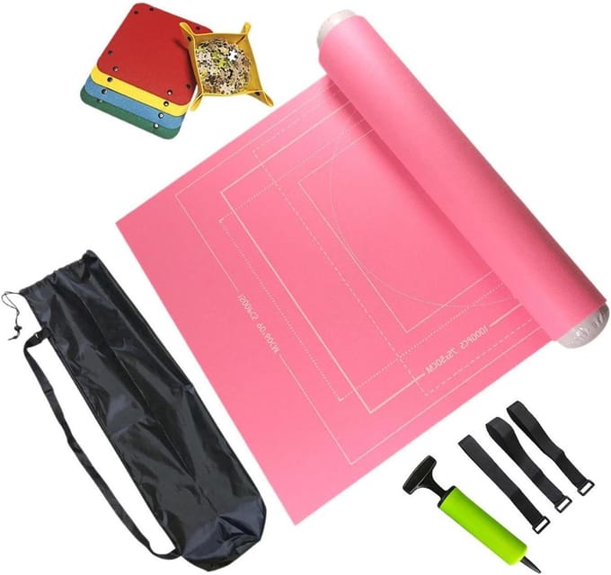 Puzzel Sorteerbak - Opbergmat - Puzzels Maken - Inclusief Sorteerbakjes - 116 x 66 cm - Roze