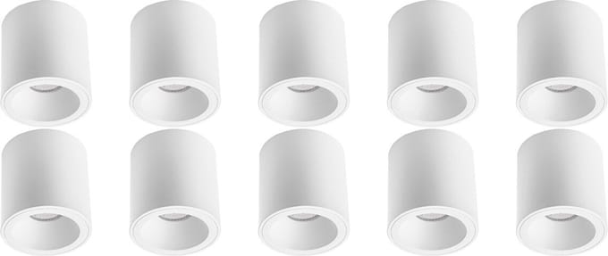 Opbouwspot 10 Pack - Proma Cliron Pro - GU10 Fitting - Opbouw Rond - Mat Wit - Aluminium - Verdiept - Ø90mm