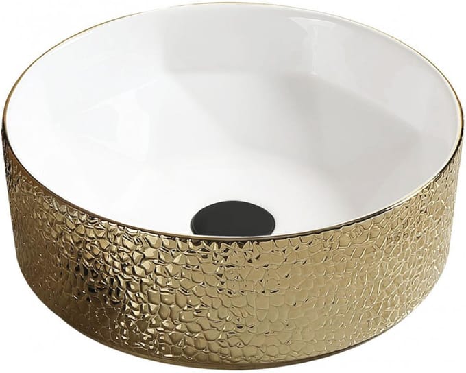 Mexen Clarisa opzetwastafel 41 x 41 cm, wit/goud - 22074153