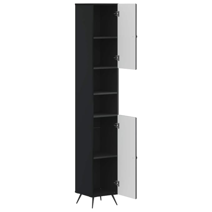 vidaXL - Badkamerkast - met - Open - Plank - BREDA - Zwart - 30 - x - 31 - x - 190 - cm