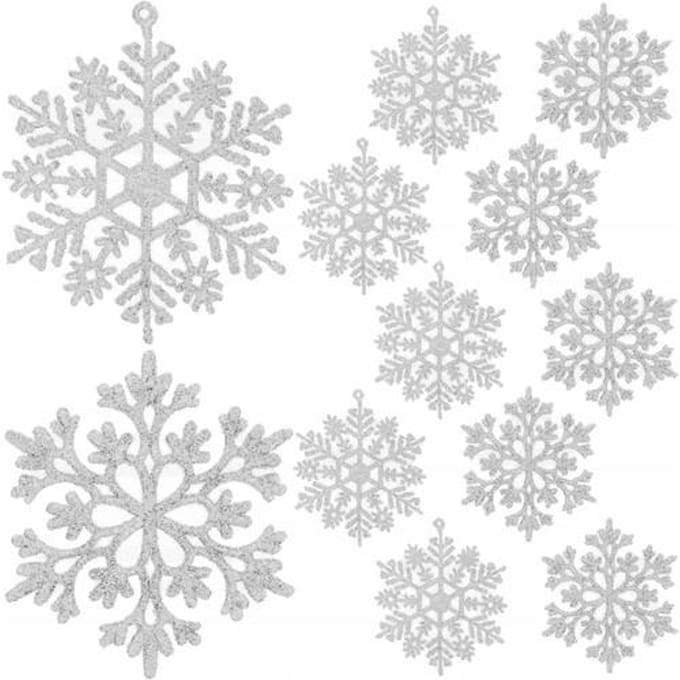 Ruhhy Set van 12 Glitter Sneeuwvlokken - Perfecte Kerstboom Decoratie