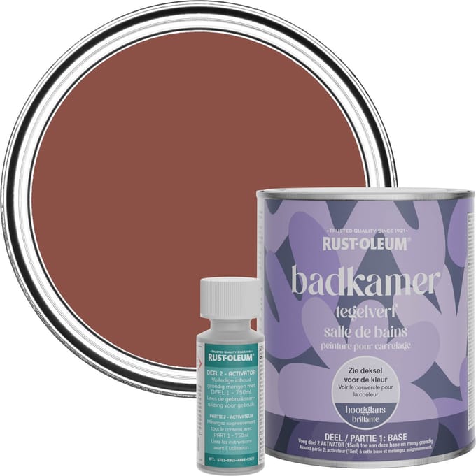 Rust-Oleum Rood Badkamer Tegelverf Hoogglans - Baksteenrood 750ml