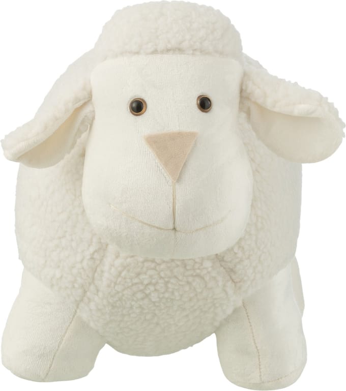 J-Line deurstopper Schaap - polyester - wit - H31 cm - 1,8 kg