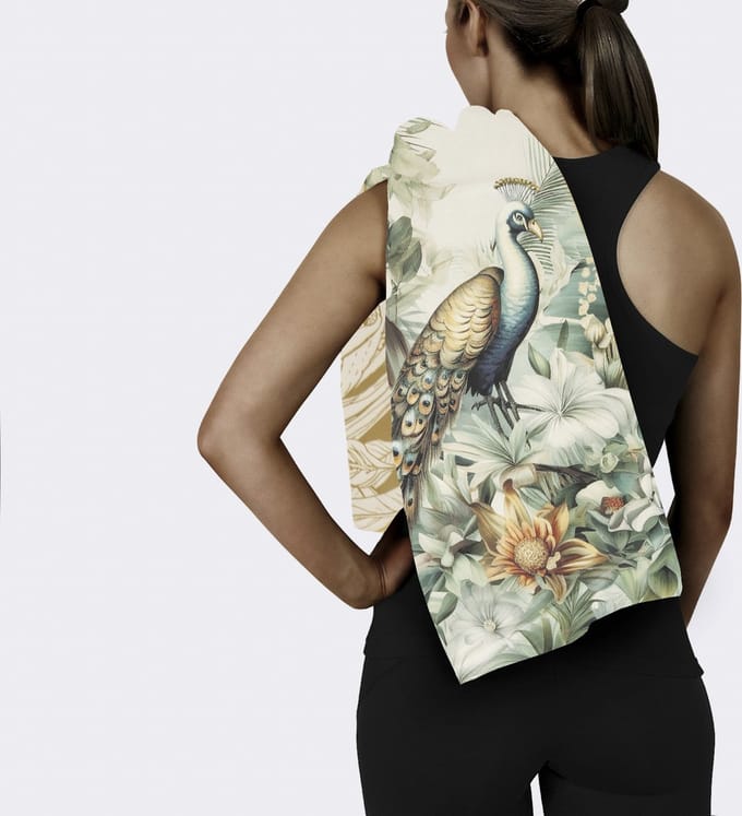 HIP Yoga / Reishanddoek "bladeren en vogels" - Multi - (75x180 cm) - Microvezel