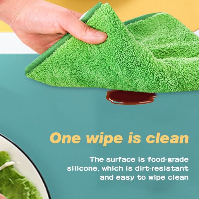 Napperon Imperméable en Silicone de Qualité Alimentaire Isolation Thermique Antidérapant Lavable Tapis de Table Pour Cuisine Dîner bleu clair