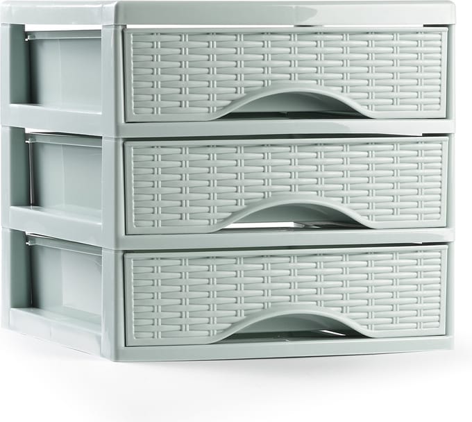 Plasticforte Ladeblokje/bureau organizer met 3x lades - mintgroen - L18 x B23 x H17 cm