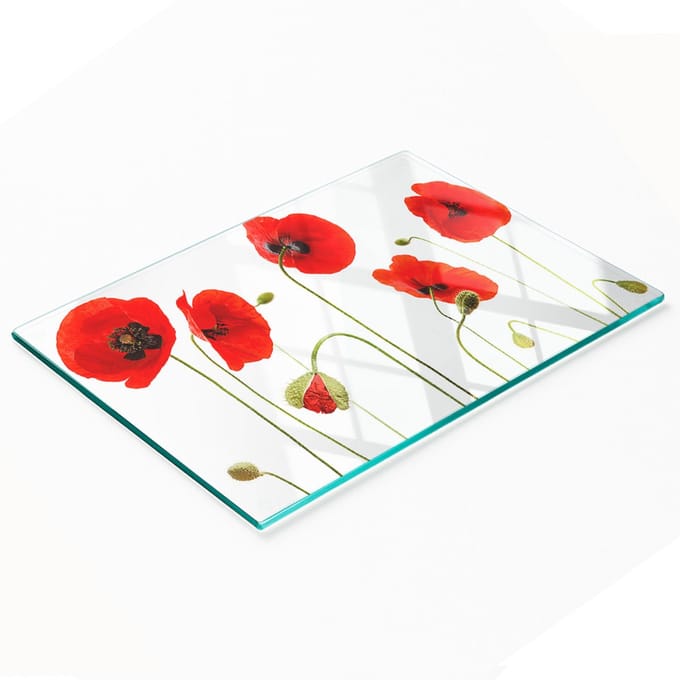 Decoratieve glazen plank met afbeeldingen voor het serveren van snacks zoals maki, 80x52 cm