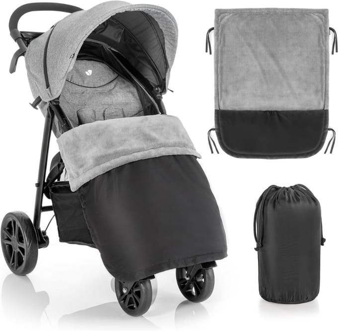 White-Label® Voetenzak Buggy - Kinderwagen Wiegdeken - Universeel - Grijs met zwart