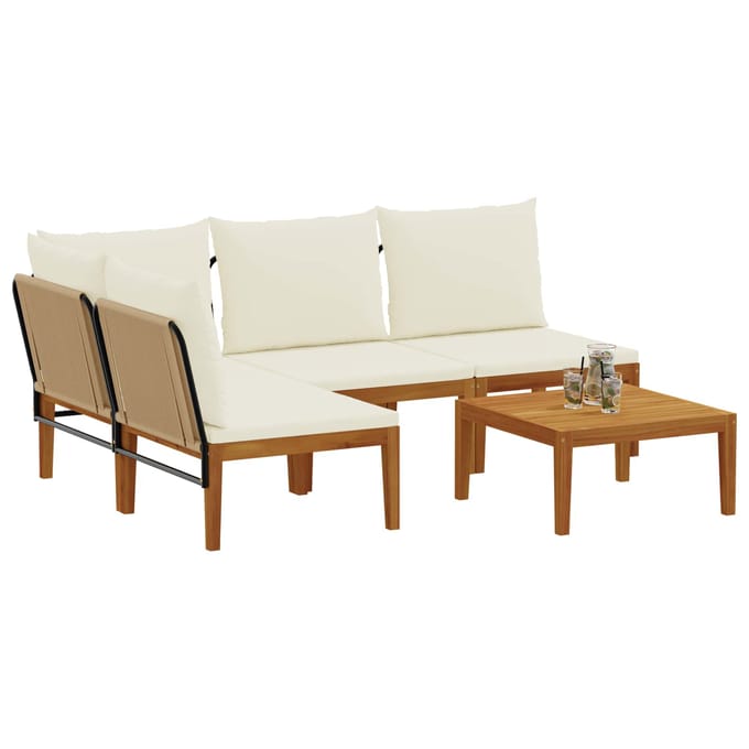 vidaXL - 5 - st - Massief - acaciahout - & - touw - Naturel