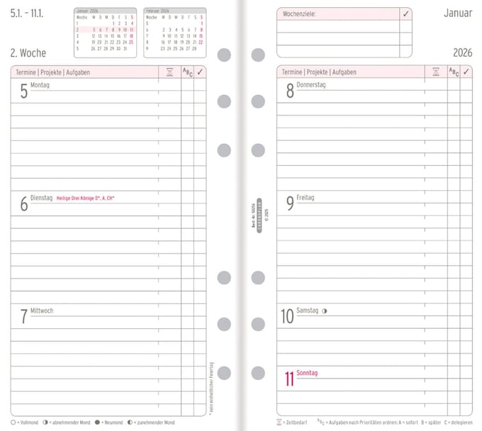 CHRONOPLAN Weekplanner 2026, 1 week/2 pagina's, Midi, Kolommen