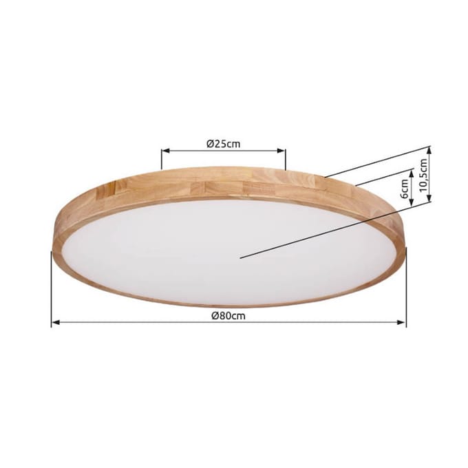 Globo Rainer LED plafondlamp, Ø 80 cm, houteffect, metaal, CCT