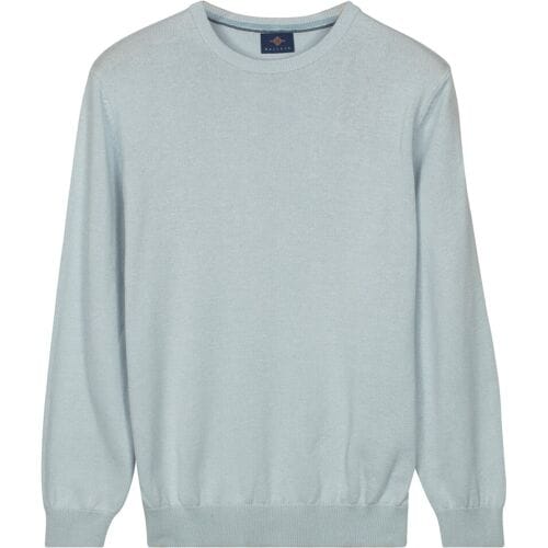 Baileys Trui Crew Neck Solid Color Cotton Knit Soft Blue / male