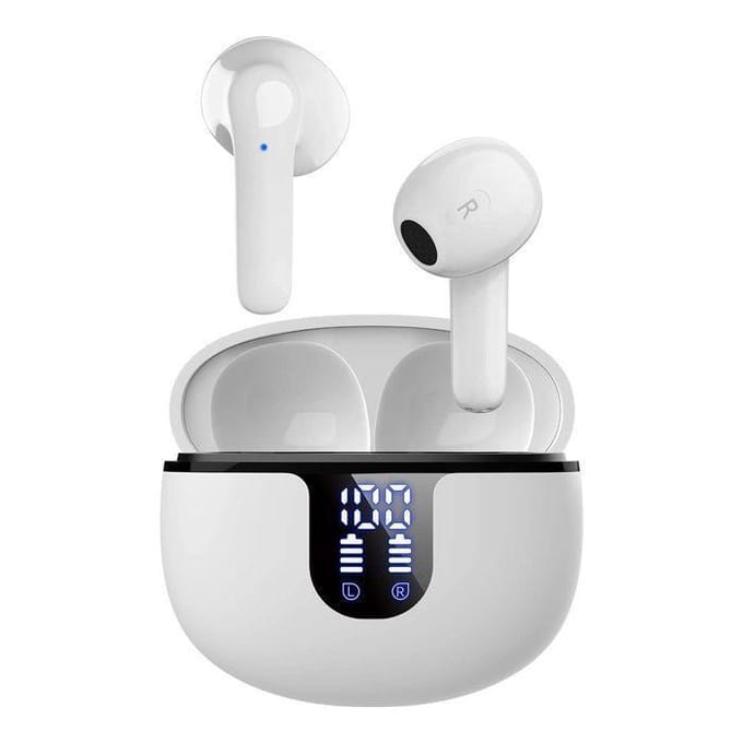 Écouteurs Bluetooth - OUTUOTWQ - Sans Fil 5.2 - Réduction de Bruit - Étanche - Contrôle Tactile blanc