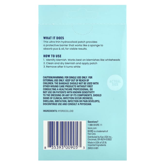 Biore, patchs anti-imperfections jour ou nuit, 30 patchs hydrocolloïdes white