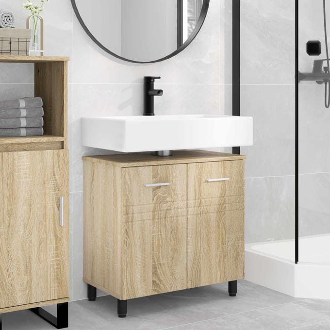 vidaXL - Badkamer - vaniteitsunit - Sonoma - Eiken - 60 - x - 35 - x - 60 - cm