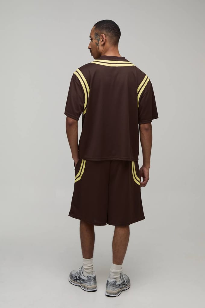 Oversized Boxy Mesh OFCL 23 Printed T-Shirt | Chocolate | Size Medium
