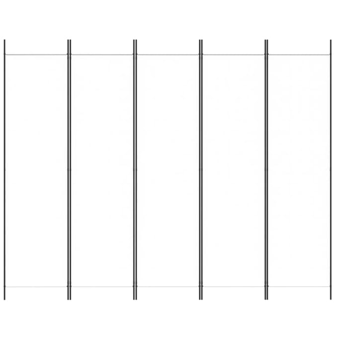 vidaXL - Kamerscherm - met - 5 - panelen - 250x200 - cm - stof - wit