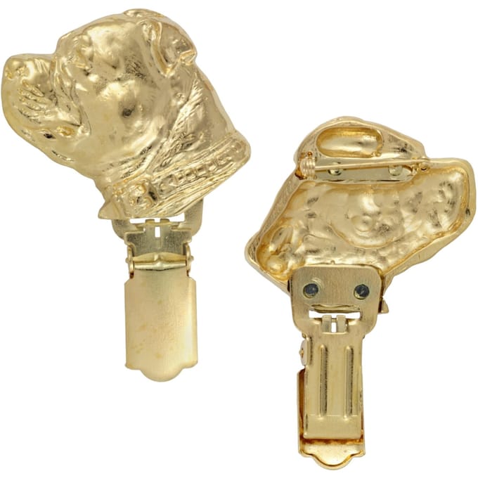 Vergulde Staffordshire Bull Terrier Brosche met Nummerclip