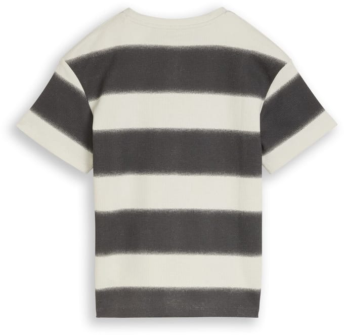 Tom Tailor - Oversized T-shirt met wafelstructuur - Maat 152 - grey off white sprayed stripe
