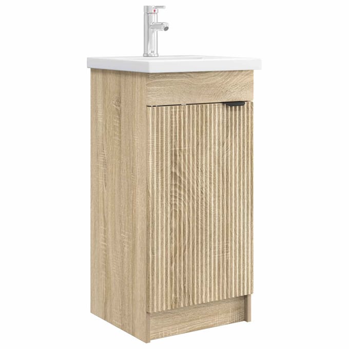 vidaXL - Badkamer - Vanity - met - Wastafel - Sonoma - Eiken - 42 - x - 40 - x - 84,5 - cm
