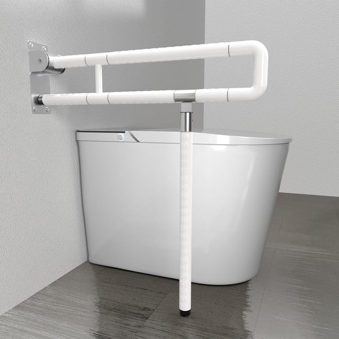 Set van 2 Wandsteungrepen 60 cm Wit Antislip voor Douche en Toilet