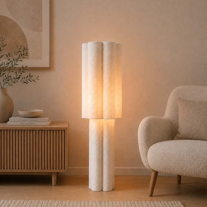 Milton & Oldbrook Vloerlamp Almere Wit Bouclé