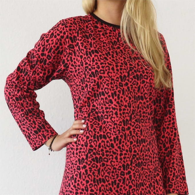 Temptation Dames Nachthemd - Bigshirt - Panter print - Rood - Maat M
